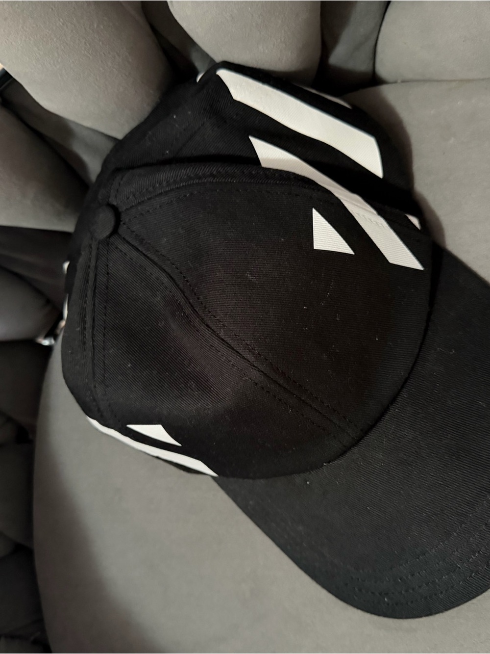 Off-White Black Logo Baseball Cap with White Tag Detail